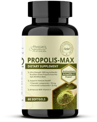 Brazilian Green Propolis Extract 1000mg – High Strength Softgels with Artepillin-C, Flavonoids & Phenolics – Immune Support Supplement – SGS Tested – Non-GMO – 60 Softgels