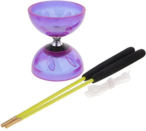 Harayaa Diabolos de Embrague de Triple Rodamiento - Diabolo de 13cm con Cuerda de Metal - Juego Tradicional de Juguetes Chinos Clásicos - Diabolo Extra - 10,5cm, Púrpura