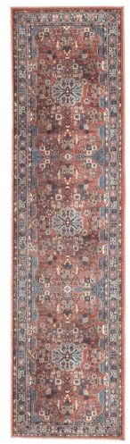 RugVista Galaxy Oriental Teppich, 80 x 300 cm, Rost/Blau | Orientalische, Rechteckig, Mittlerer Stapel, Maschinenwäsche, Oeko-Tex 100, Wohnzimmer, Schlafzimmer, Küche, Diele