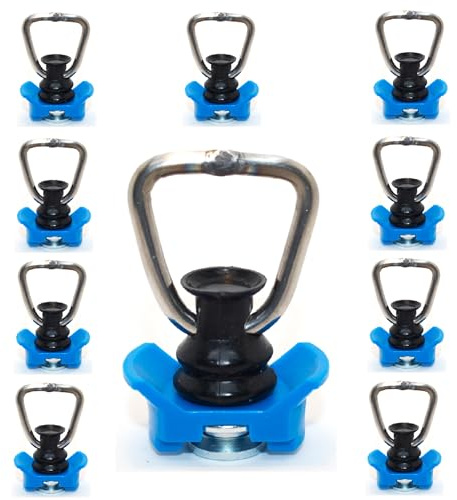 Gubar-Tech Heavy Duty 10 x Single-Fitting -1340 daN/kg Endbeschlag für Airlineschine und Zurrschienen für PKW, Motorrad, Anhänger oder Wohnmobil oder Sportbereich (Hell-Blau)