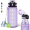 Trinkflasche Kinder, 0.5 liter Trinkflasche, Flasche mit Strohhalm, Kann mit Dir Tragen, Trinkflasche mit Zeitmarkierung, Auslaufsicher, Wasserflasche für Schule, Reisen, Camping, Büro, Running, Lila
