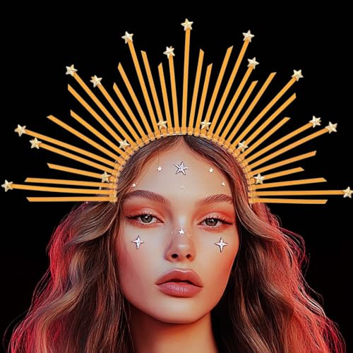 Reaky Serre-tête avec auréole étoilée, auréole dorée, accessoire de cheveux pour femme