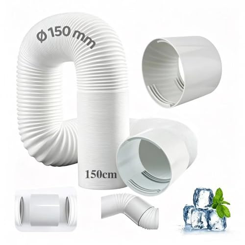 Tubo Aire Acondicionado Portátil Con Adaptador,Manguera de Ventilación Portátil Con 150mm de Diámetro,Manguera de Escape Acondicionado Telescópica,Para Aire Acondicionado, Deshumidificador, Secadora