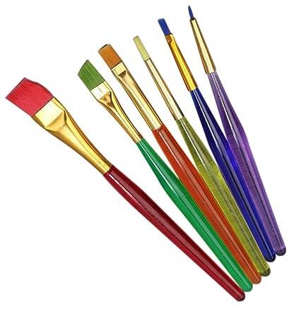 NUOBESTY 6pcs Nylon Cake Icing Brushes Set for Sugar Craft Decorating, Fondant Dusting and Painting, Professional DIY Tool Kit for Cake Artists and Baking Enthusiasts