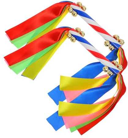 POPETPOP 6stücke Handheld Cheer Props Mit Glöckchen Für Junge Mädchen Bunte Pompons Für Gymnastik Tanz Und Sportveranstaltungen Für Aufführungen Und Wettbewerbe