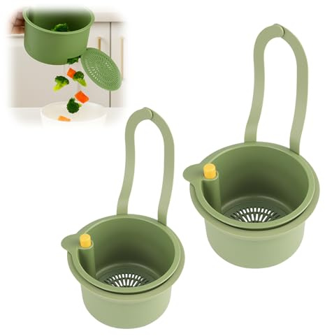 2 Stück Hängender Sieb für Spülbecken - Siebkorb für Spülbecken, Waschbeckensieb, Küche Waschbecken Spüle Küchenspüle, Sieb Abflusssieb Organizer Sink Abtropfkorb Schwammhalter Strainer Spülbeckensieb