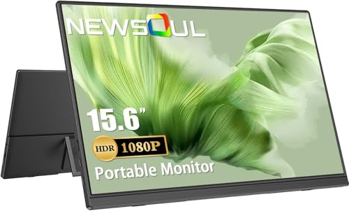 Newsoul Portable Monitor 15.6 1080P IPS Display Ultra-Slim Travel Screen for Laptop with 2000:1 Mini HDMI/USB C, External Matte Screen for Laptops PC Phone, VESA & Kickstand