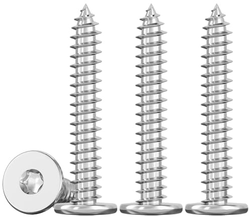 Drenky Vis Torx M5 Mince Autotaraudeuses à Tête Plate 50 Pièces Vis A Bois En Inox 304, EntièRement Fileté, M5x40mm