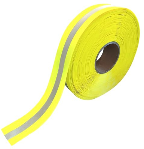 MARARDI Bande Réfléchissante pour la Couture [100 Mètres x 50 mm] non Adhésif [Jaune Fluo] Ruban D'avertissement Réfléchissant 100% Polyester - Ruban de Sécurité Haute Visibilité - Réfléchissant ≥300