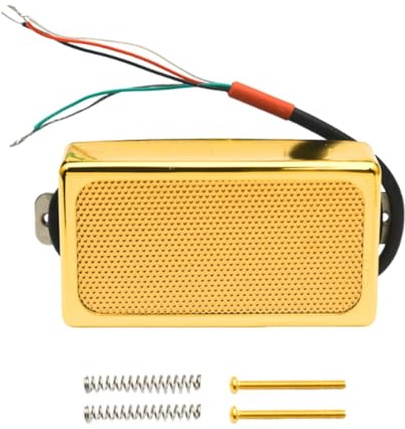 TTETTZ Guitar Humbucker Pickup Elektrische Gitarre Pickup Mini Humbucker Brass Cover Doppelspule Bass Pickup aus Langlebigem Messing für Musiker, Goldbrücke