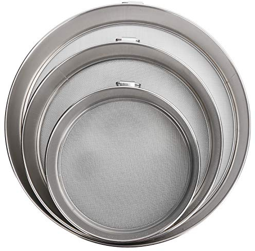 Set di setaccio per farina da 3 pezzi Setaccio per polvere a maglia fine in acciaio inossidabile Premium 304 Strumenti di cottura per cucine domestiche Pasticcerie 15 cm 20 cm 25