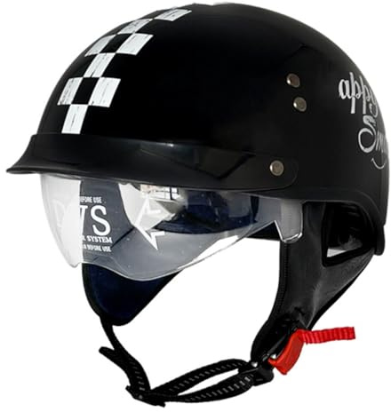 Mezzo Casco Jet Moto Retrò Casco Scodella Portatile DOTECE Omologato Con Visiera Solare Moto Caschi Jet E Demi-Jet Per Uomo Donna Biker Cruiser Scooter Touring 9,XXL:63-64CM