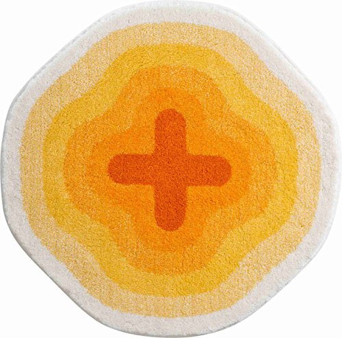 Grund KARIM RASHID Exklusiver Designer Badteppich 100% Polyacryl, ultra soft, rutschfest, ÖKO-TEX-zertifiziert, 5 Jahre Garantie, KARIM 03, Badematte 90 cm rund, gelb