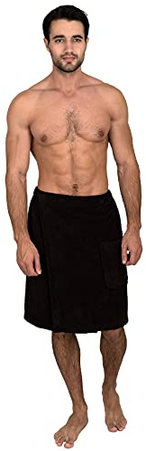 TowelSelections Toalla envolvente para hombre, ducha y baño, de rizo, con botones, hecho en Turquía - negro -
