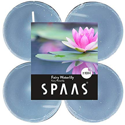 Spaas 12 x 4 Scented Maxi Tealights, Paraffin Wax, Aluminium Cup Grey Blue, D 58 mm x H 24 mm