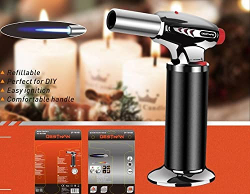 SALDATORE BRUCIATORE CANNELLO DA CUCINA PIEZO A GAS FIAMMA OSSIDRICA RICARICABILE BRASATURA CARAMELLATURA DT-1810