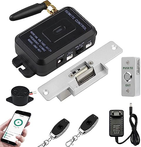 FTes RFKits Tuya Sistema de Control de Acceso de Bloqueo,Emparejado con NC Cerradura Electrónica, Mando a Distancia Inalámbrico y Botón de Salida