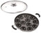 Aluminum Non Stick 12 Cavity Appam Pan,Appam Patra with Glass Lid and Side Handle- Color-Black (12 Cavities)
