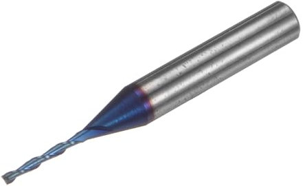 QUARKZMAN Fraise en Spirale pour CNC, Diamètre de 1/16, Queue de 1/4, Coupe Ascendante à 2 Flûtes, Revêtement en Carbure de Tungstène Bleu Nano, Fraise en Bout en Carbure Massif
