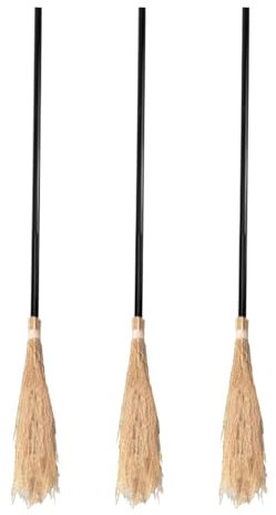 JNAWA 3Pieces Halloween Witch Broom Adjustable Broomstick Witch Props Broom Roleplay Costume Accessories for Adult Childrens