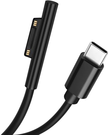 Magnetisches Ladekabel USB-C-Stecker auf Surface, unterstützt PD bis zu 45 W (15 V/3 A) Schnellladen, kompatibel mit Microsoft Surface Pro 7/6/5/4/3 Go/Book Surface Laptop 4/3/2, 0,3 m/0,98 Fuß