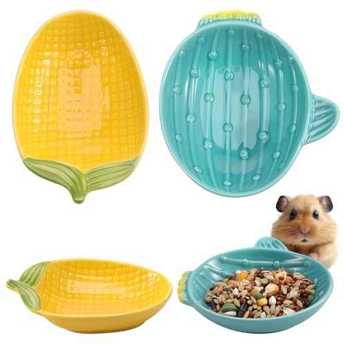 GSrenyu 2 Pack Guinea Pig Food Bowls Ceramic Hamster Food Bowl Small Animal Heart Bowls For Hamsters Gerbils Mice Guinea Pigs