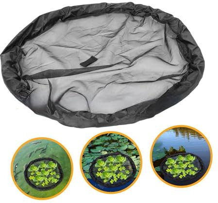 Pflanzenschutz Floating, Schwimminsel Teich Bepflanzt Floating Flora Fischbarriere, Runder Schwimmender Teichschutz, Mit Hebering, Feines Netz, Insel Decoration Für Pfunde, Schwarz, 91 cm