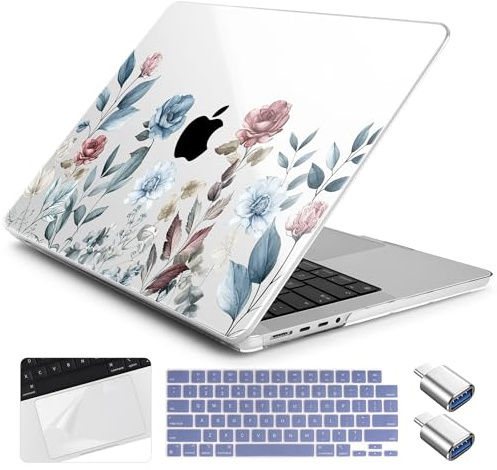 Yebiseven for MacBook Pro 14 inch Case 2026 2025-2021 Release M5 M4 M3 M2 M1 Pro/Max A3427 A3426 A3434 A3112 A3185 A3401 A2918 A2992 A2779 A2442,Case&Keyboard Skin&Trackpad Film&2 OTG, Watercolor
