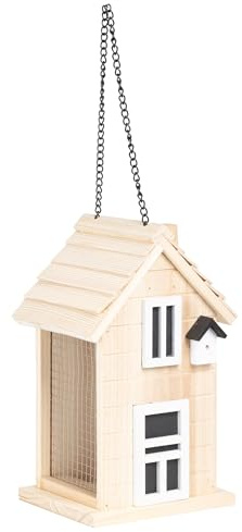 Vogelfutterhaus Vogelhaus Zum Aufhängen Holz Futterstation Vogelhäuschen Futterspender Balkon Futterstation Futterhaus für Vögel Bird Feeder Wildvögel Gartendeko für Draußen Wetterfest ca. 14x12x22cm