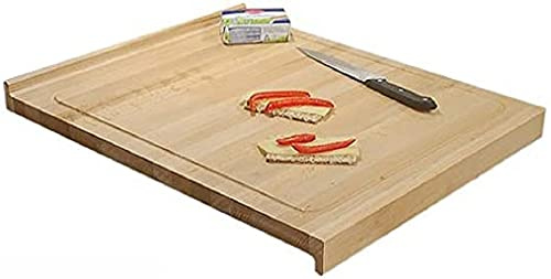 BLOODY Schneidebrett Buche massiv mit praktischer Anschlagkante - Beidseitig verwendbares Küchenbrett mit umlaufender Saftrille - 48 x 2,8 x 58 cm (B/H/T)
