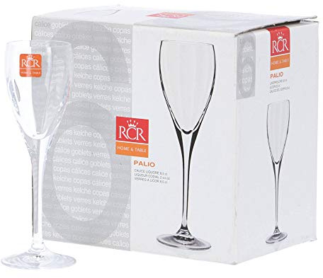 RCR Palio Calici Liquore, Vetro, Trasparente, Confezione da 6 Pezzi, 8 cl