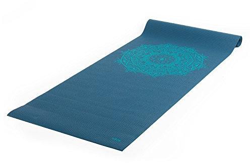 Bodhi Yogamatte Leela Collection | Rutschfeste Sportmatte | Schadstofffreie & Waschbare Antirutschmatte | Matte aus PVC | Fitnessmatte für Yoga, Pilates & Gymnastik | Mandala/türkis, petrol