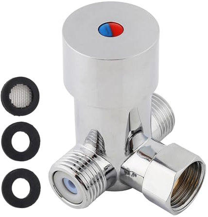 Válvula de agua fría y caliente, Super práctica G1/2 válvula de mezcla automática de agua fría y caliente control de temperatura del mezclador termostático