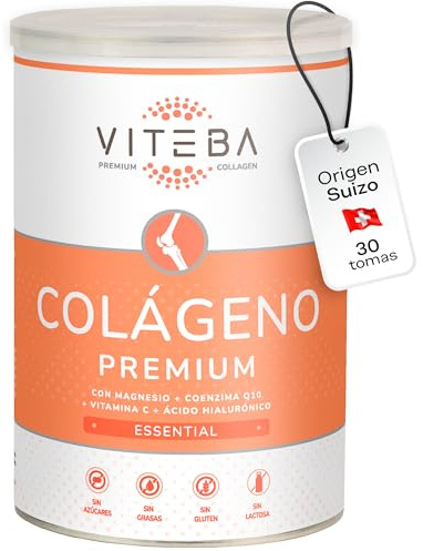 Viteba Colágeno Hidrolizado Puro en Polvo Sin Sabor 330 g - Péptidos de Colageno Tipo 1 y 3 con Ácido Hialurónico Magnesio, Coenzima Q10 y Vitamina C Suplemento Articulaciones y Músculos - Essential