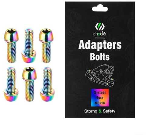Threaded Bike Disc Brake Caliper Fixing Bolts, 6pcs, M6*18mm (Color)