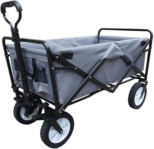 Wagen Tragbarer multifunktionaler Einkaufswagen, zusammenklappbarer Gartenwagen, robuster Wagen, Outdoor-Campingwagen für Kinder, robuster Stahlrahmen, verschleißfestes Rad mit Doppelbremse, Handwag
