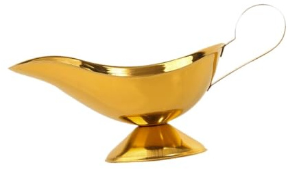 Baoblaze Stainless Steel Gravy Boat Sauce Jug with Pour Spout Elegant Decoration Sauce Boat Sauce Dish for Steak Broth Dining Home BBQ, 17.6x9.5cm