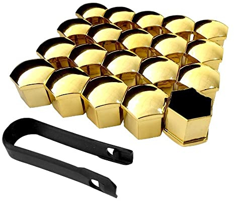 Radschraubenkappen,Radmutterkappen Auto Styling 20 stücke Universal Anti-Rost 17 19 21mm Abs Autoteile Verkleidung Reifenradmutter Schraubbolzenschutz deckt CAPS für(Gold 21mm)