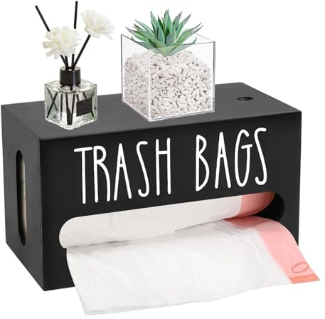 Ruaizel Distributeur de Sacs poubelles en Bois, Distributeur de Sac Poubelle profilé, Porte-Rouleau de Sac Poubelle, Porte-Rouleau de Sac Poubelle, Organisateur de Poubelle de Cuisine