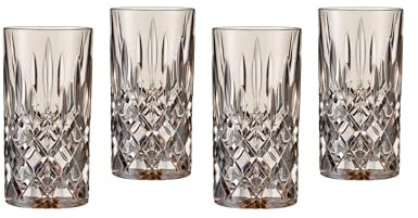 Nachtmann Longdrinkgläser Set 395 ml, 4 Stück, Taupe, Noblesse, 105713B, Cocktailgläser aus Kristallglas, Trinkgläser spülmaschinenfest