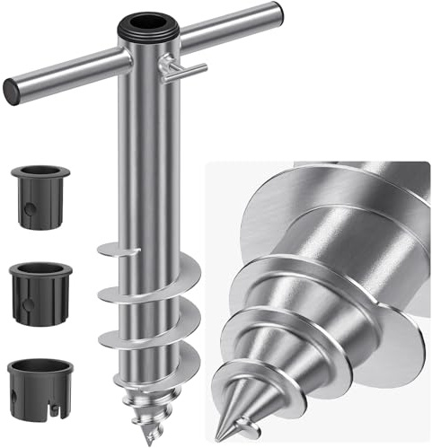 Lifeswell Ancora per ombrellone da Spiaggia, Ancoraggio a Vite Resistente per Sabbia, Base Antivento Portatile con Design a 3 Maniche, Supporto Completamente saldato per Pali da Esterno da 2,5 cm | Ancoraggio a vite completamente saldato resistente con punta da trapano, design portatile antivento a 3 maniche per sabbia