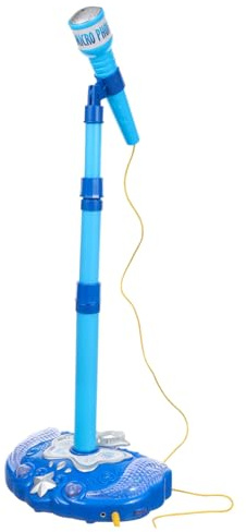 LALADEFIEE Microfono Giocattolo Musicale per Bambini 3-6 Anni, Giocattolo Microfono Karaoke Blu senza Batteria, Gioco Educativo Precoce per Bambine e Bambini, Promuove Creatività