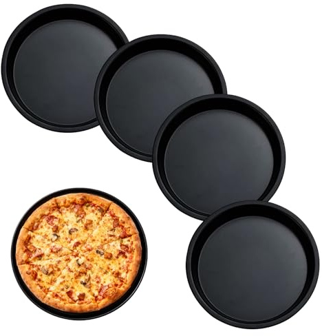 Plat à tarte individuel en métal, lot de 4, avec revêtement antiadhésif, taille 15 cm, idéal pour tartes, pâtisseries et quiches, facile à nettoyer, pratique et résistant, température maximale 23