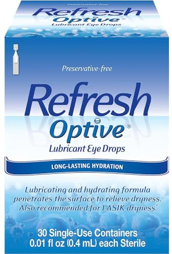 REFRESH OPTIVE Preservative-Free Artificial Tears Lubricant Eye Drops, 0.01 fl oz (0.4 mL), 30 Single-Use Containers