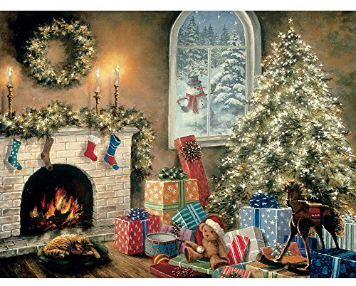 Bits and Pieces - 1000 Piece Glow in the Dark Puzzle - Not a Creature was Stiring, Christmas Eve, Holiday - by Artist Nicky Boehme - 1000 pc Jigsaw