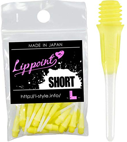 Lstyle Short Lippoint Dart Tips – 2-Tone Yellow | 2BA Soft Tip Points – 1 Pack (30 Tips)