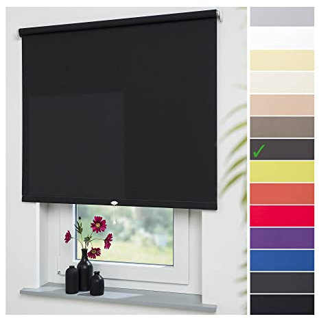 Liedeco® Rollo, Spring-, Schnapprollo / 72 x 180 cm (Breite x Höhe), schwarz/lichtdurchlässig, Blickdicht/viele Farben, Größen und Typen/Breiten 60-200 cm/Variable Montage möglich