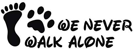 kleb-Drauf | 1 We Never Walk Alone | Schwarz - glänzend | Wandtattoo Wandaufkleber Wandsticker Aufkleber Sticker | Wohnzimmer Schlafzimmer Kinderzimmer Küche Bad | Deko Wände Glas Fenster Tür Fliese