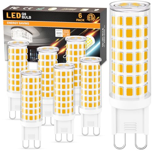 hansang G9 Led Bulb,6W(60W Halogen Bulb Replacement), Chandelier Light Bulbs,88 LEDs,Warm White 3000K,Non-dimmable,G9 Bi Pin Base,360° Transparent Plastic,550LM,Pack of 6