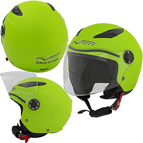 Casco Scooter Moto Bambino Ragazzo Protettivo Certificato ECE 22 06 Verde Opaco L